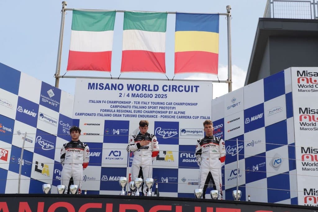 Victor Ionescu on the podium at Misano World Circuit